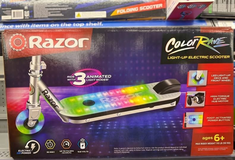 Razor Color Rave Electric Scooter - Colorful Light-Up Deck