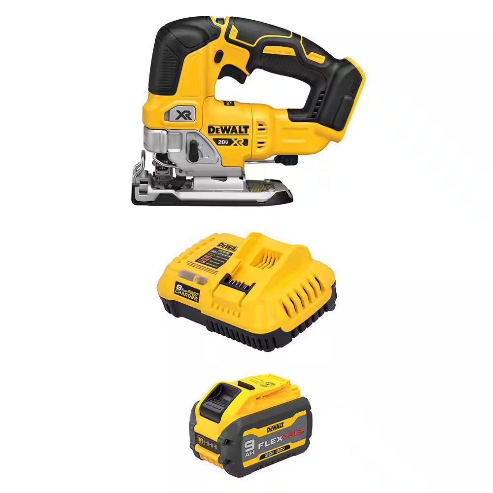 DeWalt 20V MAX XR Brushless Jigsaw with FLEXVOLT 9 Ah Battery and Charger